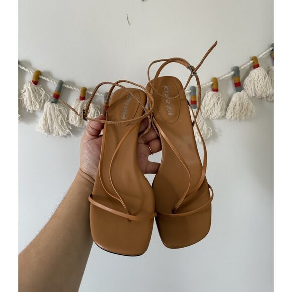 Anthropologie Jeffrey Campbell Fluxx Kitten Heels Strappy In Neutral Dainty 9 - Picture 4 of 8